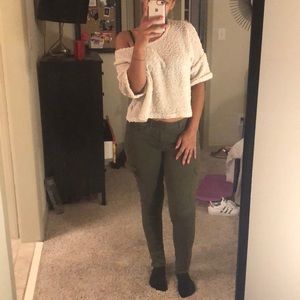Off the shoulder cropped sweater